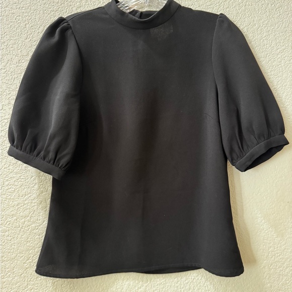 Maeve Noveau Mock Neck Puff Sleeve Blouse - Picture 2 of 6